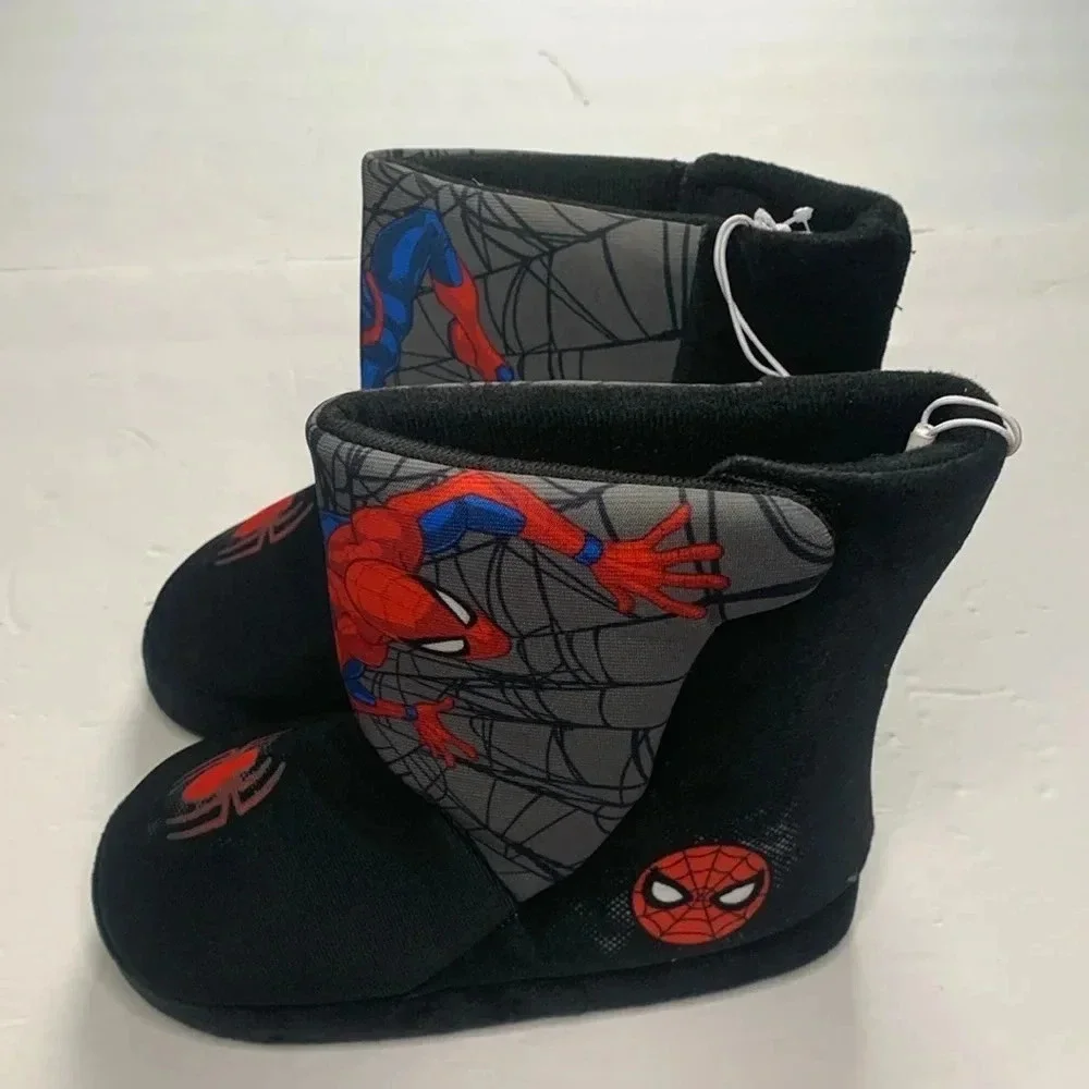 SpiderMam House Slippers Boots Black and Red Size 13/1 NWT